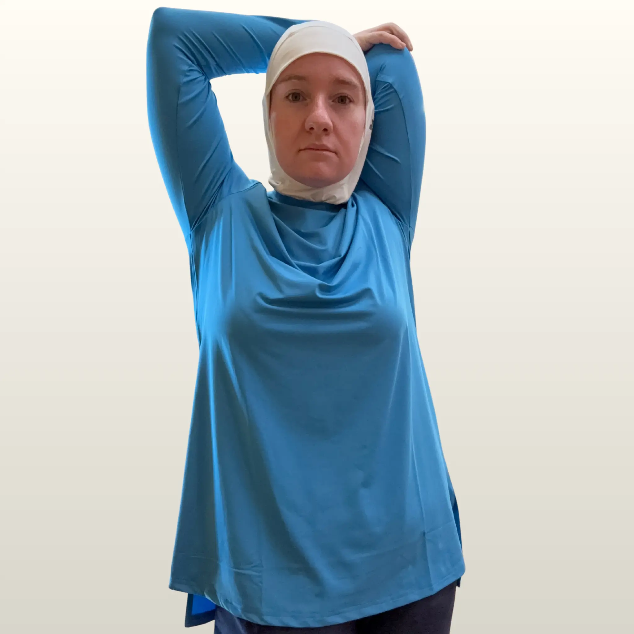 Women's Lightweight Islamic Sport Clothing - All-Around Athlete Top, Cyan Female Modest Sportswear