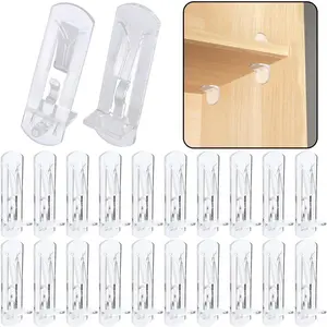 20pcs Plastic Locking Shelf Support Pegs,6.9mm Shelf Pins,Self-Locking Bracket Clips,Clear Shelf Pegs for Kitchen Cabinet Furniture Book Shelves,6.9mm Peg x 3/4" Thick Shelves