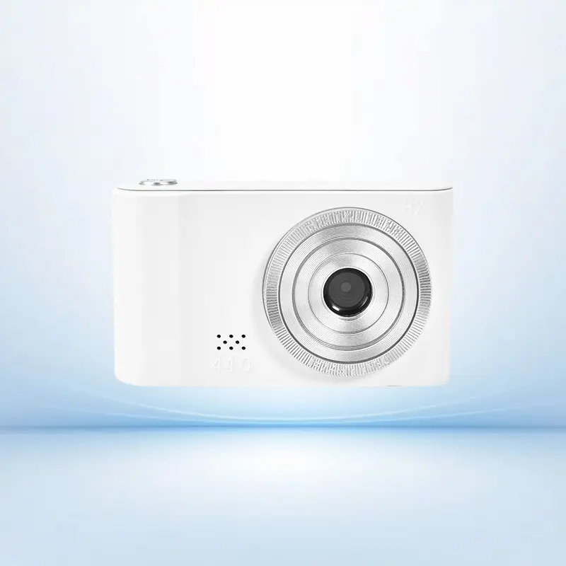 Vintage CCD Point & Shoot Camera - Compact, Durable, Pocket-Size HD Device with Lens, White + 256GB High-Speed Memory Card, Student Beginner Video Recording Tool