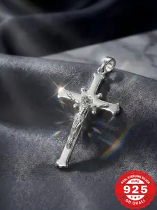 Authentic 925 Sterling Silver Crucifix Pendant | Jesus Cross Charm Men Women | Faith Jewelry Gift (Pendant Only)