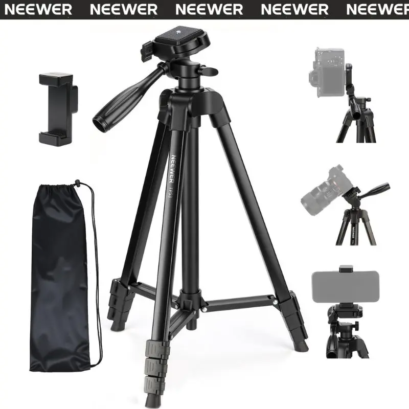 NEEWER TP53 57.5" Entry Level Travel Tripod – Durable Aluminum Camera Stand with 360° Ball Head, Adjustable Height,  Stable for Photography, Vlogging & Phone tiktokshopbacktoschool