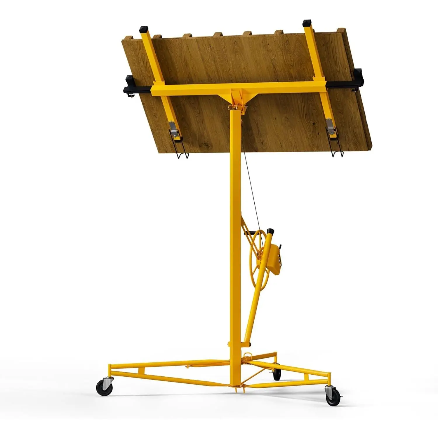 Garvee Heavy-Duty Drywall Lift Hoist (4 ft to 11 ft, 150 LB Capacity) for Home Renovations & Ceiling Install, Steel Tube, 360° Rotation, 60° Tilt, Telescopic Arm, 3 Lockable Wheels, 4x12 Sheet Ready, Winch Brake, Adjustable Telescoping Arm