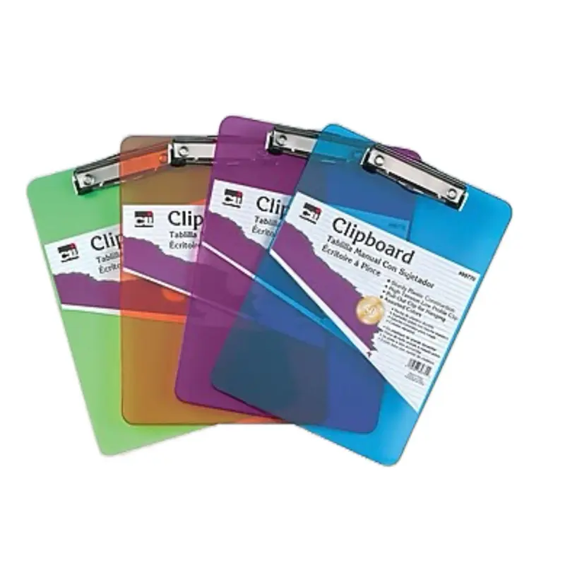 CLI Plastic Clipboard Letter Size Assorted Colors Portable Writing & Drawing Board for Office Use 1piece
