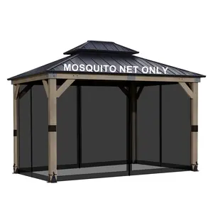 Aoodor 12' x 16' Gazebo Universal Mosquito Netting Screen Replacement, 4-Panel Screen Walls with Double Zippers for Outdoor Patio - (Mosquito Net Only)