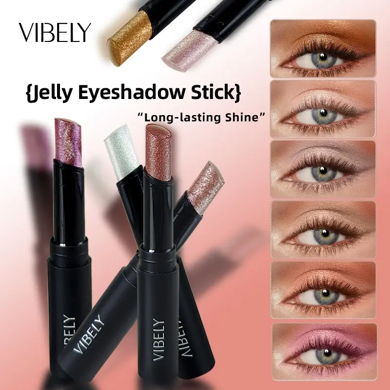 Water-Feel Jelly Eye Shadow Stick, Hydrating Glow Eyeshadow, Easy Application, Fine Glitter, Natural Highlighter, Waterproof Long-Lasting, Daily Makeup Essential