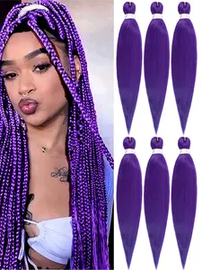 26/30 Inch Pre stretched Braiding Hair purple extension braiding 6pcs hair extension Synthetic Braiding Hair