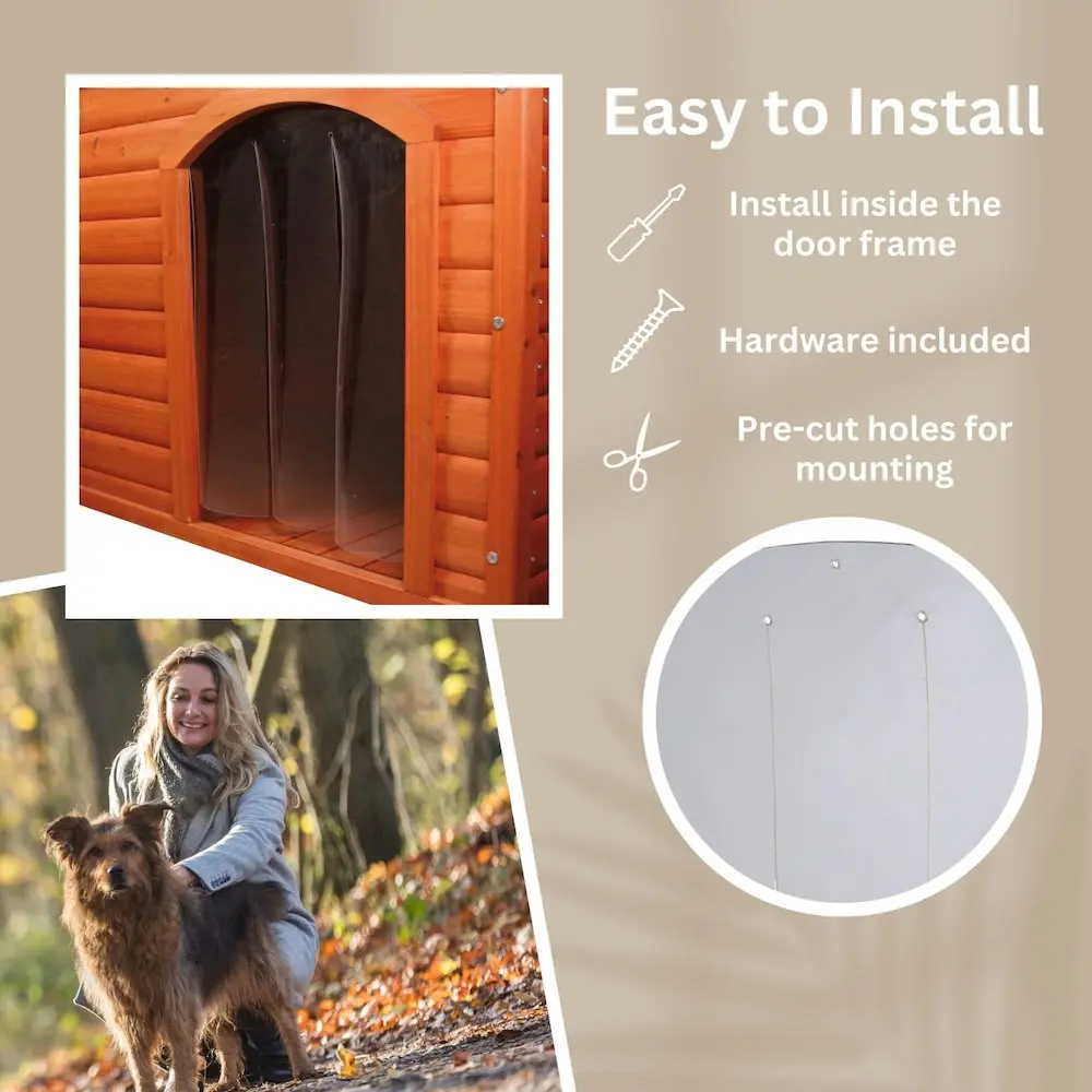 natura 13 x 17.3" Vinyl Door Flaps for Wooden Outdoor Dog Houses, Clear Plastic