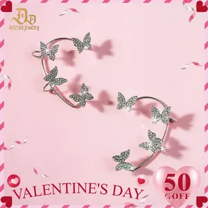 Delzzad Butterfly Clip Earrings Synthetic Moissanite Butterfly Earrings S925 Christmas Gift