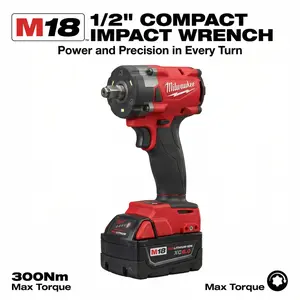 Milwaukee M18  Impact Wrench  With Battery Charger for Automotive Electric Wrench 300Nm Compact Power Cordless Lithium Nailer Kit professional tool gun drill Brushless Hammer Drill screw removal lithium-ion diy tool set rapid construction