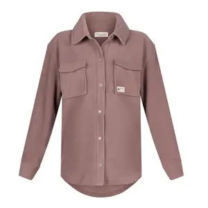 Microfiber Snap Front Fleece Shacket