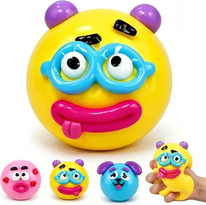 NEW Smushers Squishy, Cute Easy Squeezy Squishy Funny Face Swap Fidget Toys, Soft Moldable Slow Rising Squishy Stress Ball, Fun Sensory Toys for Adults Anxiety Relief (1, Yellow)