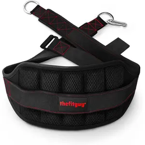 Belt for Belt Squats, Rack Attachment and Squat Machine, Structured Back Support, Stays Low During Down Movement, Padded Hip & Thigh Area, Buckle Strap - No Sliding Down, Heavy Duty