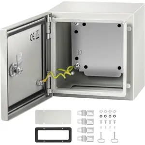 VEVOR NEMA Metal Case, 8x8x6'' NEMA 4X Metal Electric Enclosure, IP66 Water Dust Resistant, Suitable for Both Outdoor Indoor Electrical Connections
