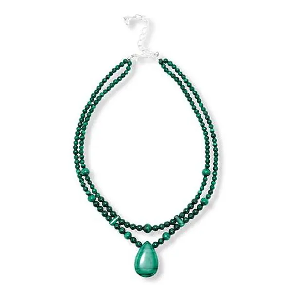 Mine Finds by Jay King Sterling Silver Malachite 2-Strand 18" Necklace