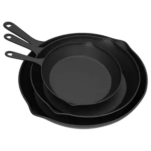 Home-Complete Set of (3) Pre-Seasoned Cast Iron Skillets