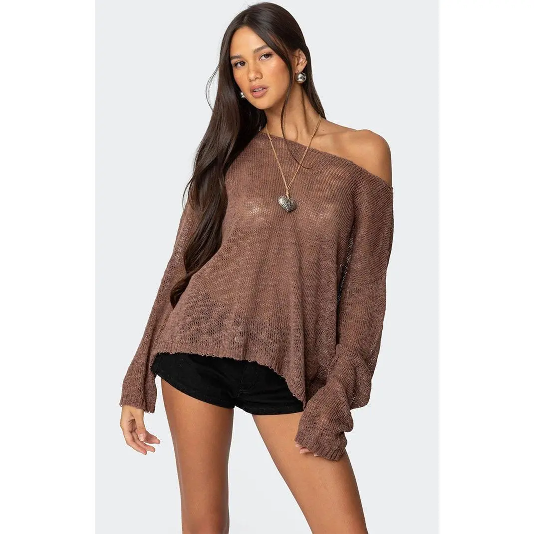 Edikted Women's Bri Oversized Boat Neck Sweater
