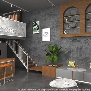 3m Concrete Wallpaper Roll, Modern Bedroom Wall Sticker, Removable Adhesive Interior Decorative Wall Art, Peel and Stick Textured Tile Decal, Home Decor, Peel And Stick Wallpaper Designs