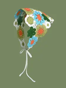 Women's Floral Pattern Crochet Headscarf, Casual Versatile Scarf for Women, Fashion Accessories for Daily Wear, Fashion Hair Scarves