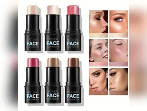 Cream Contour Sticks,Shades with Highlighter & Bronzer & Blush, Non-greasy and Water-resistant Face Contouring Pen