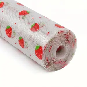 Eva Kitchen Cabinet Liner Roll, Non-Stick Waterproof Oil-Proof, Strawberry Pattern Design, Easy Clean Durable Storage Pad