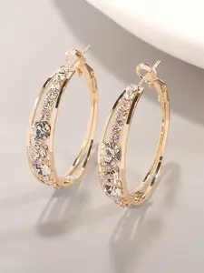1 Pair Luxury Cubic Zirconia Hoop Earrings Bling Stylish Accessory For Women For Wedding Anniversary Engagement Party Jewelry Valentine's Day Gift