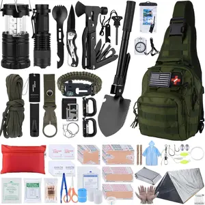 Survival Kit, 250pcs Survival Tools Tactical Gear and Trauma Bag, Survival First Aid Kit with Molle Crossbody Bag & Emergency Tent  Earthquake, Bug Out, Outdoor Adventure, Gifts  Christmas Men