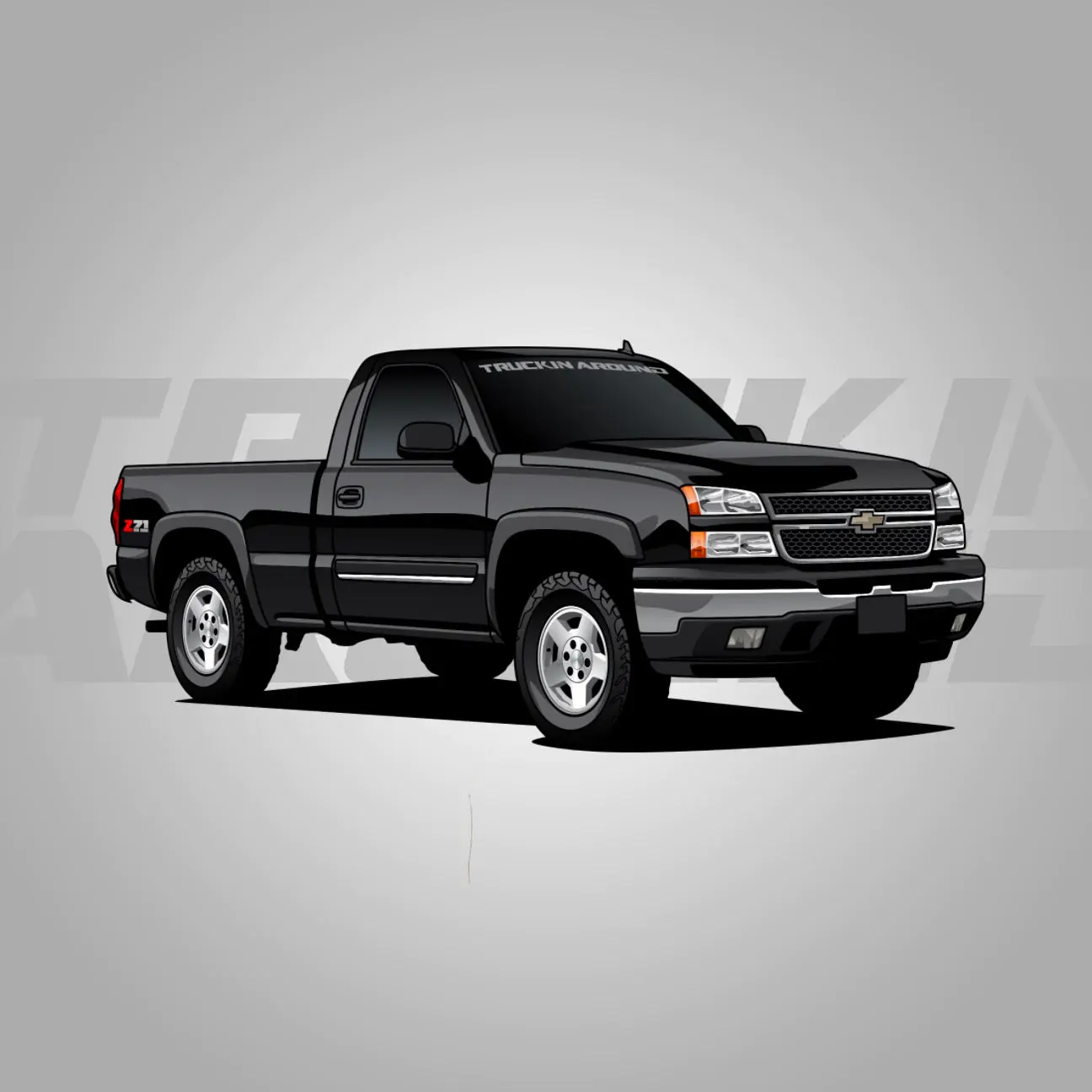 2006 Z71 Silverado STICKER - Black Pickup with Standard Features and Design Elements