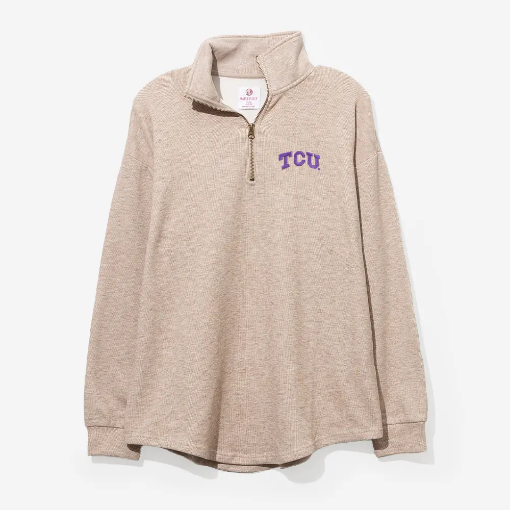 TCU Horned Frogs Heathered Fleece Pullover | Tan