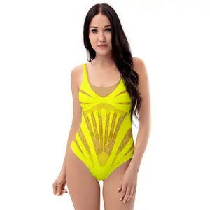 Yellow Lace One-Piece Swimsuit