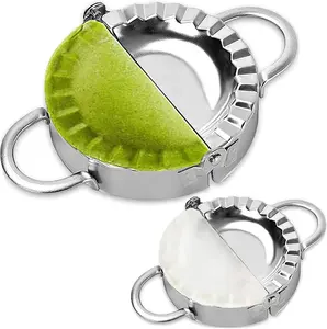Stainless Steel Dumpling Ravioli Maker Press,Auam 2 Pack Pierogi Mold - Wonton Mould, Easy-Tool for Dumpling Wrapper Dough Stamp Cutter Pastry Pie Making (Small 3 Inch,Large 3.75 Inch) AUAM