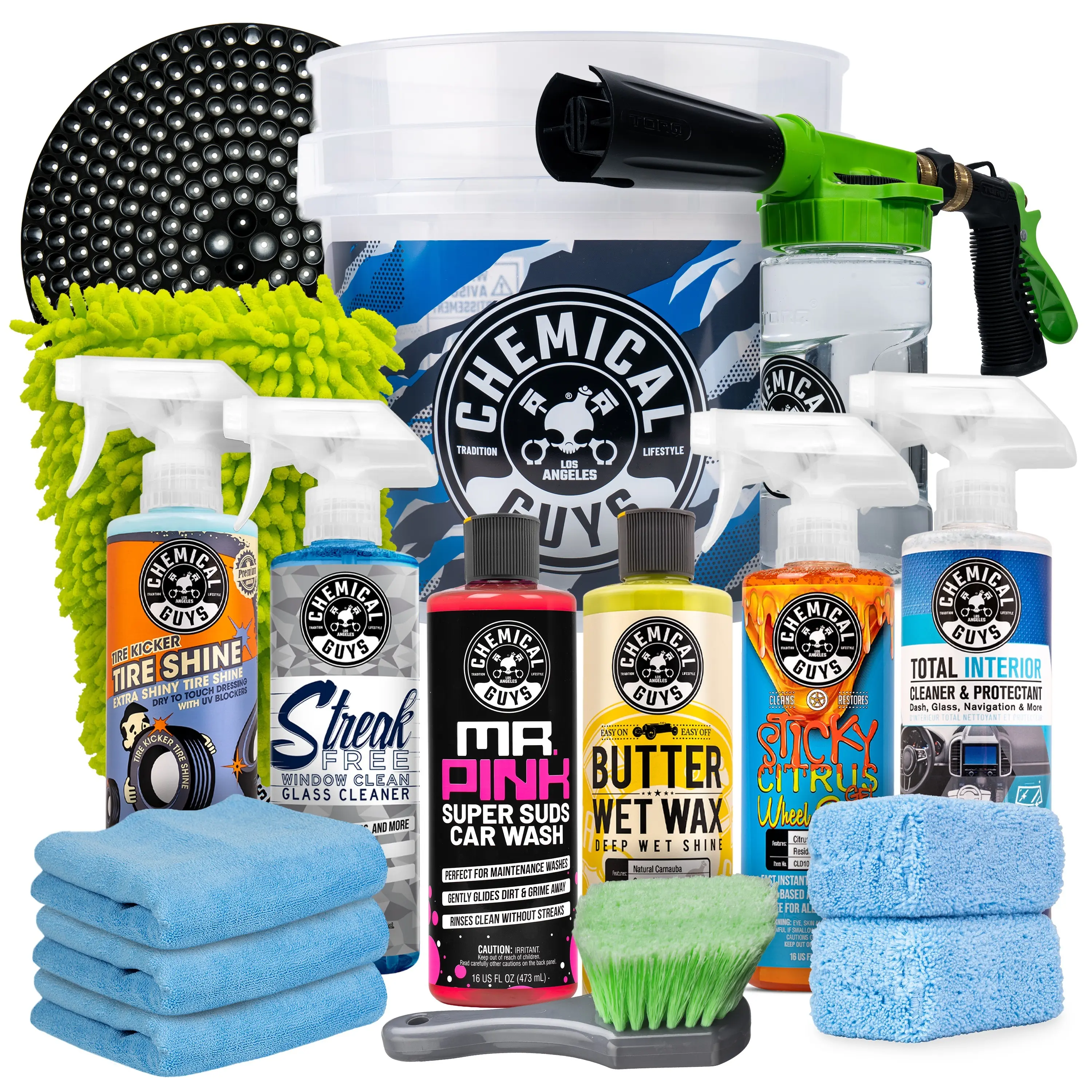 Chemical Guys 16-Piece Car Washing & Interior Detailing Kit - Vehicle Wash Kit with Camo Bucket, Torq Foam Cleaner, Premium Soap, Microfiber Cloth & Auto Accessories - Car Detailing Products, Father’s Day Gift for Auto Enthusiasts