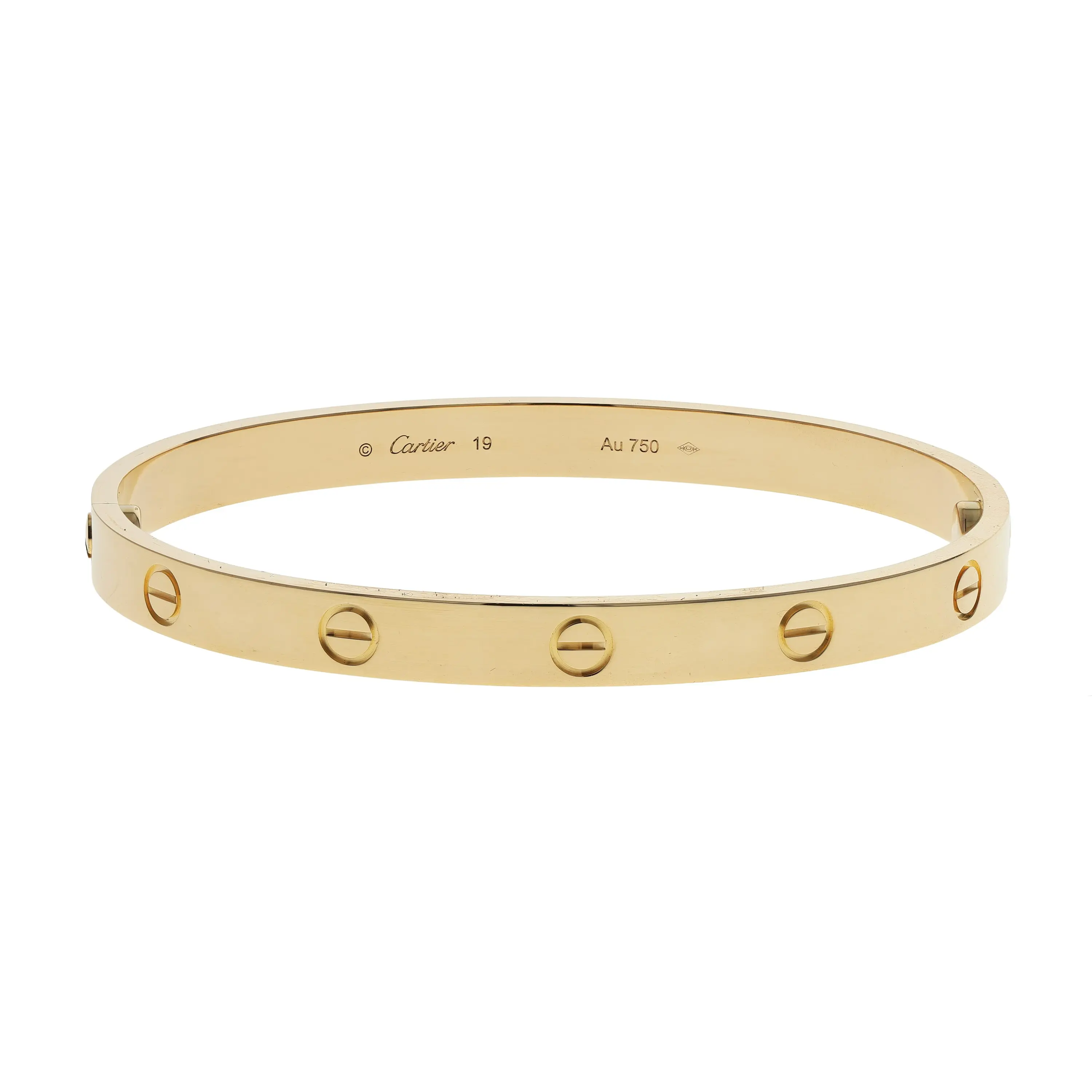 Pre-owned Cartier Love Bangle Bracelet Size 19
