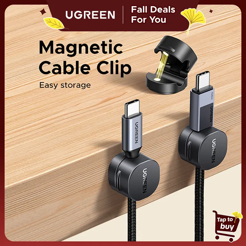 UGREEN 3 Pack Magnetic Cable Clips,Cord Holder, Under Desk Cable Management, Adhesive Wire Holder Cord Organizer for Home Office Desk Phone Car Wall Desktop Nightstand Work Accessories,September Restock,tiktokshopfalldealsforyou