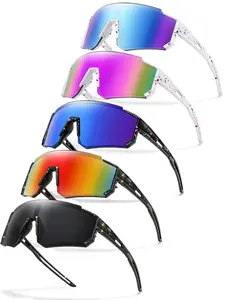 Unisex Random Pattern Polarized Cycling Sunglasses, 5 Counts/set UV Protection Outdoor Sports Sunglasses, Sports Eyewear for Men & Women, Cycling Goggles, Suitable for Outdoor Sports