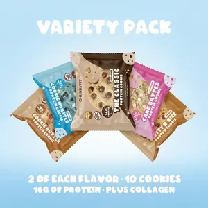 ChunkyFit Protein Cookie Variety Pack - 16g Protein, Less than 200 calories, plus Collagen Cookie Dessert