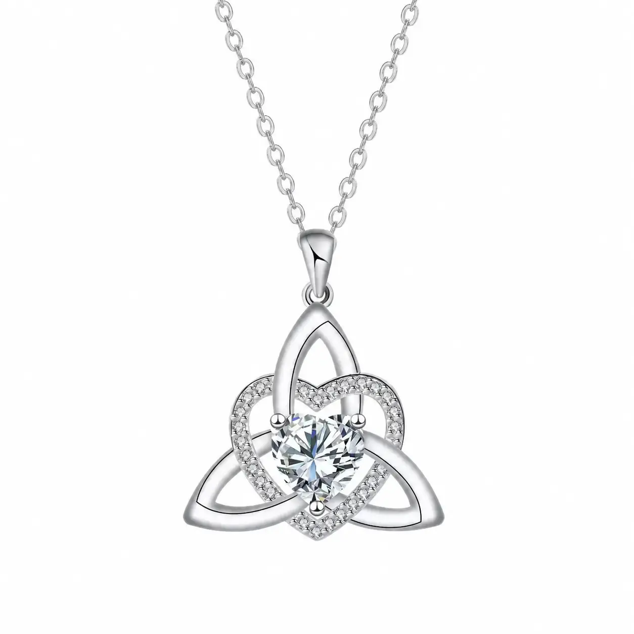 Gothic Witch's Knot Decorative Necklace for Women, Celtic Spiritual Pendant with Crystal Heart, Copper & Stainless Steel Protection Jewelry, Necklace Gift, Witches Knot Pendant, Gothic Necklaces