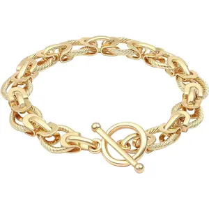 18k Gold Plated Personalized Chunky Cuban Oval Link Chain Bracelets for Men Toggle Rope Bracelet Jewelry for Women