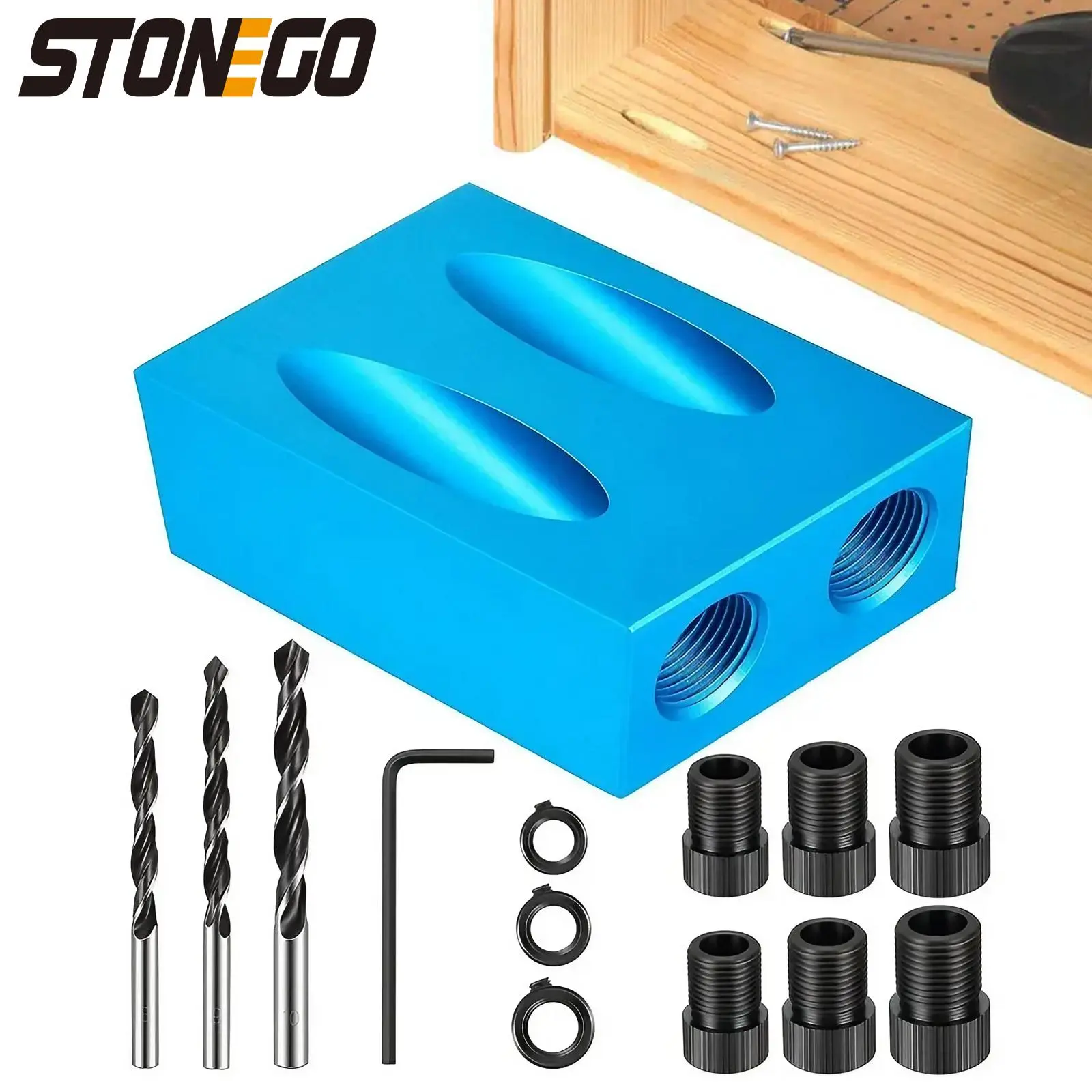 Pocket Hole Jig Kit, 15 Degree Inclined Holes Jig, 15° Woodworking ...