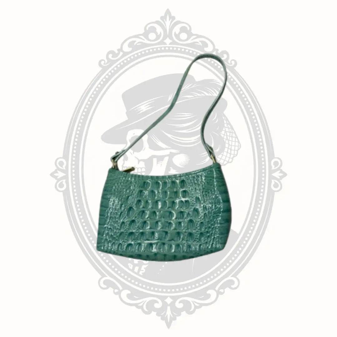Women's Brahmin Lilibeth Mermaid Green Melbourne Embossed Leather Shoulder Bag, Embossed Texture Purse Shoulder Bag