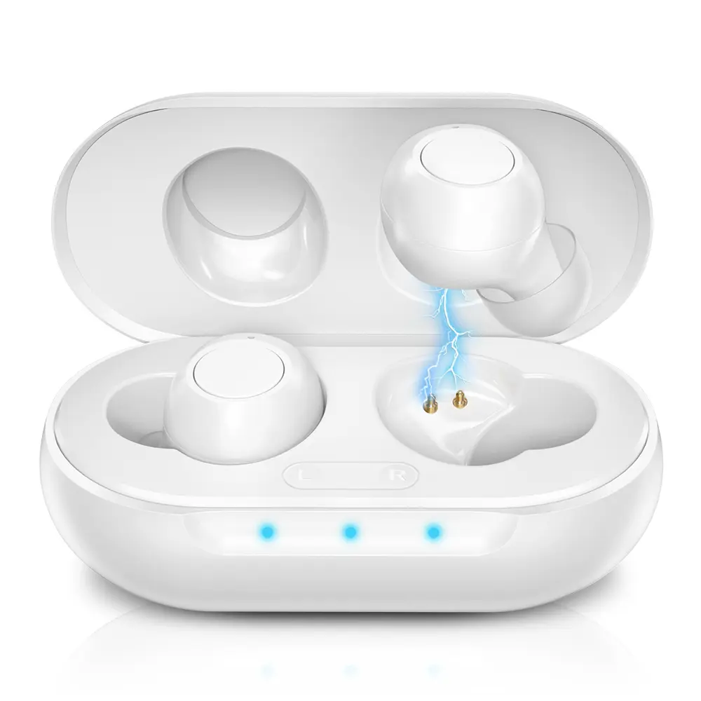 【HEALTHTREE】 Hearing Aid - 16 Channel Noise Reduction Sound Amplifier, Invisible Rechargeable Lightweight Single Pair, Clearer Sound Healthcare Kit for Adults with Severe Hearing Loss, White Medical Equipment, 16 Channels
