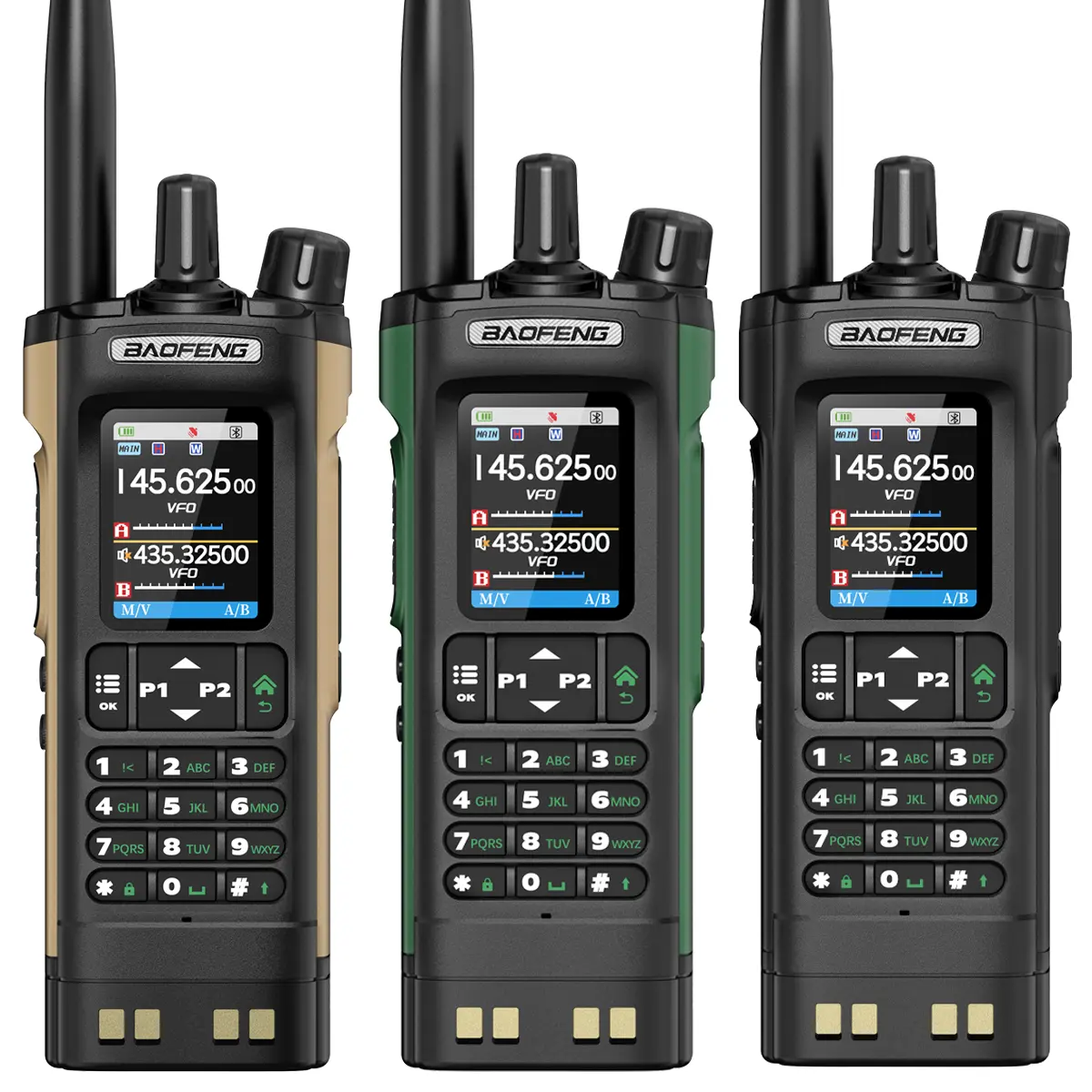 BAOFENG UV-32 Ham Radio Walkie Talkie - 10W Multi-Band, GPS, Bluetooth, APP Programming, Wireless Copy Frequency, Type-C Audio, Rechargeable, USB Charging, Laptop Compatible, LED Light, Timer, Mobile Charging Device, Penetrating Wood, Steel, Concrete