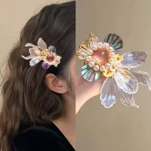 Goldfish Princess Iridescent Carp Hair Clips Fairy Pearl Side Bangs Clips Ancient Style Hanfu Hair Accessories Glaze Travel Hair Pins