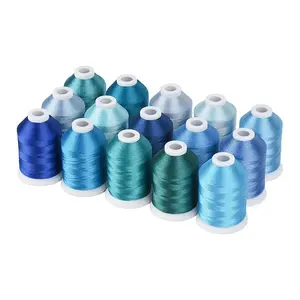 15 Spools Blue Polyester Machine Embroidery Thread, 40wt, 1000m (1100 Yards), Suitable for Brother, Babylock, Janome Home Sewing Machines