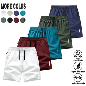Summer ice silk quick drying sports shorts for men, loose and breathable five quarter pants, fitness running, casual lightweight, skin friendly shorts