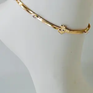 18k Gold Plated Anklet 10 Inch Beautiful Design with Heart and Diamond Accents
