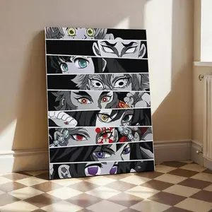 Anime Eyes Demon Slayer Poster Wall Art Cartoon Canvas Painting for Living Room Decor Unframed Bedroom Home Decoration