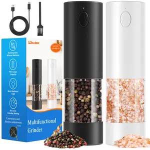 Mother's Day gift,Electric Salt & Pepper Grinder Sets - Rechargeable, Automatic with Adjustable Coarseness (6 Settings) , One-Hand Operated, For Kitchen, Gift
