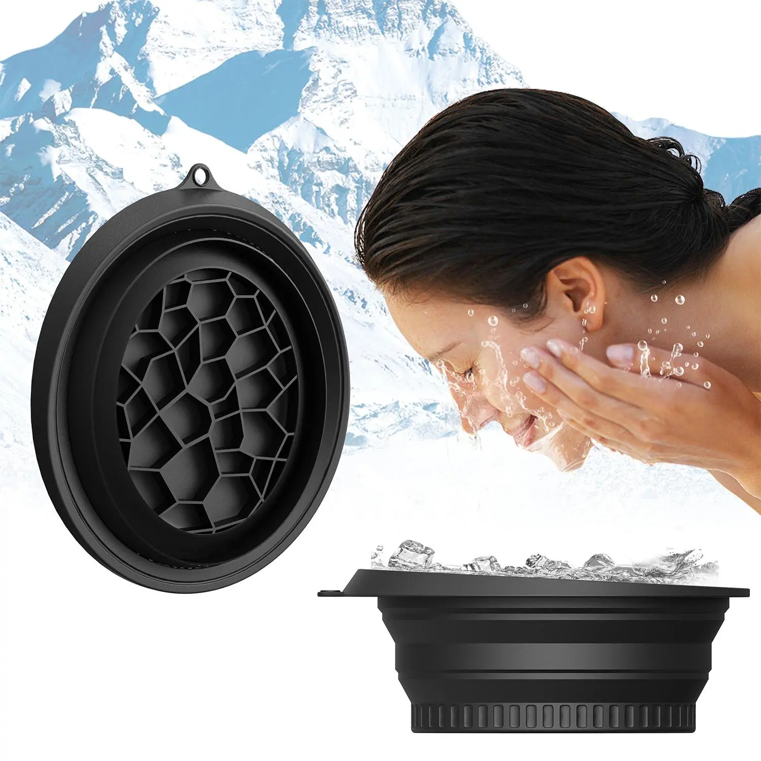 Collapsible Ice Basin, Silicone Face Ice Beauty Container, Portable Face Ice Bowl, Facial Skin-Care Tool for Women & Men, Facial Care Tools, Self Care Tools