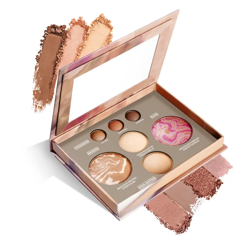 All-in-1 Cosmetic Palette with 7 Colors for Eyeshadow, Blush & Face Powder - Long-lasting, Hypoallergenic Makeup for Beginners, Easy Eye Makeup, Solid, Colored Pigment Makeup