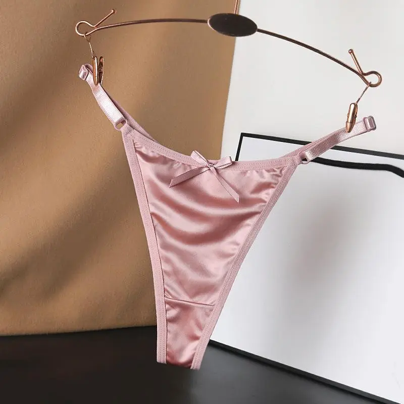 Women's Silky Satin Thong, Elegant Low-Rise Panties with an Adjustable Side Strap for a Custom Fit, Smooth Drape for Casual Lingerie, Minimalist, Everyday, Panty